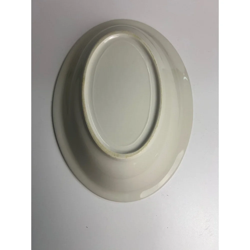 2 Oval Serving Platters Light Blue Cream Ceramic‎ Oval Serving Dish Unbranded